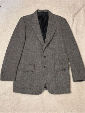 Mercedes Men's Gray Herringbone Wool Blazer 42L